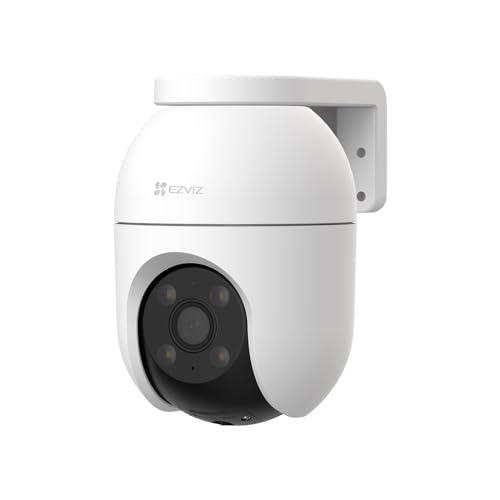 EZVIZ Telecamera Wi-Fi Esterno 1080p, Telecamera Motorizzata per Esterni con Copertura a 360°, Visione Notturna a Colori, Rilevamento di Persone, Tracciamento Automatico, Alexa/Google, C8c 2MP