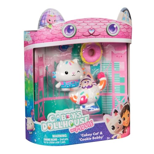 Gabby's Dollhouse: The Movie, Cakey Cat e Cookie Bobby, Personaggi Giocattolo e 2 Accessori, Giocattoli per Bambine e Bambini dai 3 Anni in su