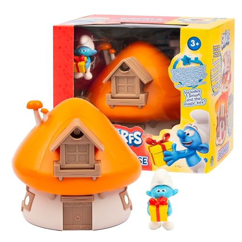 Giochi Preziosi I Puffi - Puffo Burlone E La Sua Casetta Dal tetto Arancione Ricca Di Accessori E Adesivi , Per Bambini A Partire Dai 3 Anni