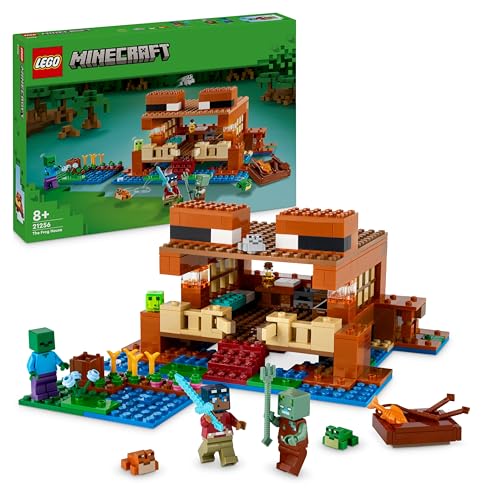 LEGO Minecraft La Casa-Rana Giocattolo - Set da Costruire con Barca, Figure di Animali, Mobb e Accessori tra cui Tavolo da Crafting e Fornace - Regalo per Gamer, Bambini e Bambine da 8 Anni - 21256