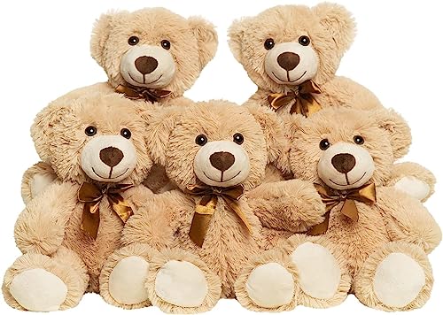 Yeqivo Orsi di peluche Animali imbalsamati Giocattoli di peluche Regalo per Bambino Fidanzata 13.5 Pollici per Natale San Valentino Compleanno Matrimonio Festa (Khaki,5 Pcs)