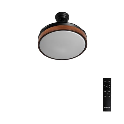 CREATE / WIND CLEAR S/Ventilatore da soffitto con luce nero legno scuro con telecomando / 40W, Ø91 cm, timer, 6 velocità, pale retrattili, funzione estate-inverno