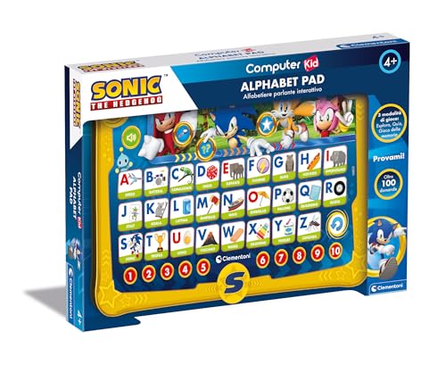 Clementoni - Computer Kid Sonic Alphabet Pad, Alfabetiere Interattivo, Gioco Educativo 4+ Anni, con attività Elettroniche per Scoprire Lettere, Parole e Numeri, Lingua Italiana, 16822