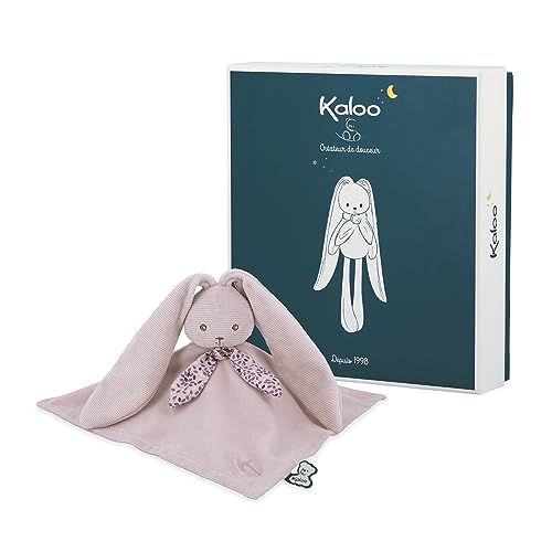 KALOO - Lapinoo - Doudou Coniglio Rosa - Peluche Neonato - Quadrato 30 x 30 cm - Due Materiali Morbidi Viscosa e Velluto a Coste - Cofanetto Regalo - dalla Nascita, K218002