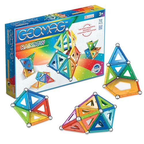 Geomag Rainbow Gioco di Costruzione Magnetico Bambino, Regalo bimbo bimba 5 6 7 8 9 10 11 12 13 anni, 72 Pezzi, educativo montessori, costruzioni magnetiche, giochi per bambini