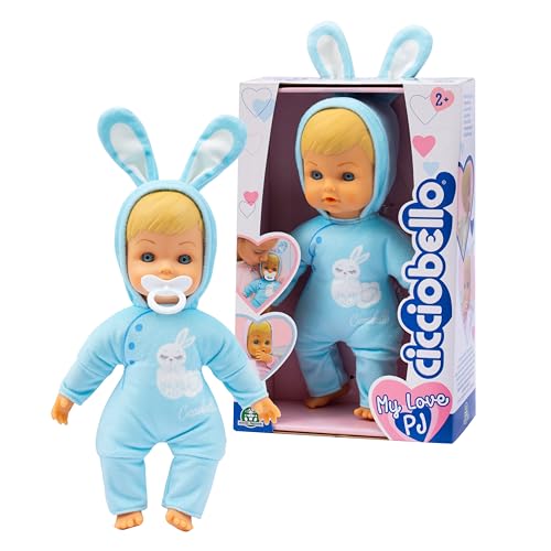 Cicciobello My Love, Bambola Con Pigiama Color Azzurro A Forma Di Coniglietto, Corpo Morbido da 24 cm, Giochi Bambini 2 anni, Accessori Inclusi, Giochi Preziosi