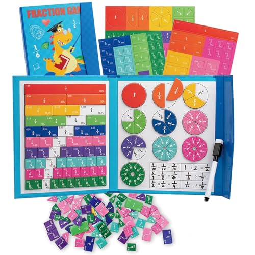 Matematica Montessori Primaria, Manipolativi Matematici Magnetici, Conteggio e Matematica Fraction Puzzle Board, Piastrelle Magnetiche Frazioni,Giochi di Matematica per Bambini