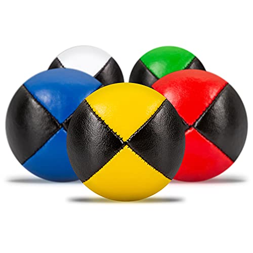 Diabolo Freizeitsport Set di 5 palline da giocoliere da 62 mm, riempite con miglio di uccello sostenibile, in ecopelle impermeabile, per bambini e principianti