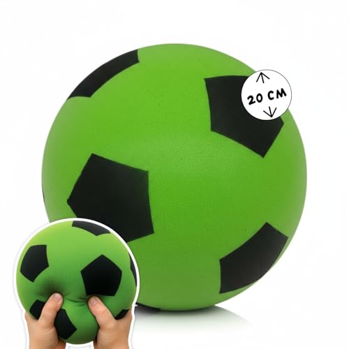 alldoro- Palla in gommapiuma, 20 cm, 153 g, Verde, a Forma di Calcio Schiuma, Colore, 63104