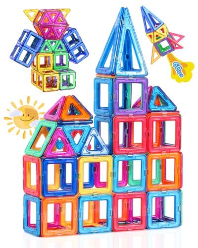 Theefun Costruzioni Magnetiche 60 Pezzi Costruzioni Magnetiche per Bambini 3 4 5 6 7 Anni Giochi Bambini Giocattoli Creatività Montessori Giocattolo per Bambini Regali di Compleanno