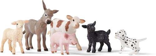 SCHLEICH FARM WORLD | Set animali della fattoria 77534 con cane, maiale, capra, pecora e asino | giocattolo da fattoria dai 3 anni | set da 6 pezzi | esclusiva Amazon