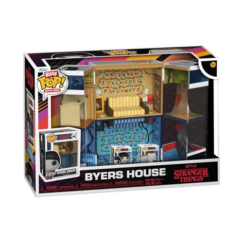 Funko Bitty Pop! Bitty Boxes: Stranger Things - Byers House Playset con 2-0,9 Pollici (2,2 Cm) minuscole Mini Figure - Vetrina Espositiva da Collezione con Scena Interna e Spazio per Riporre