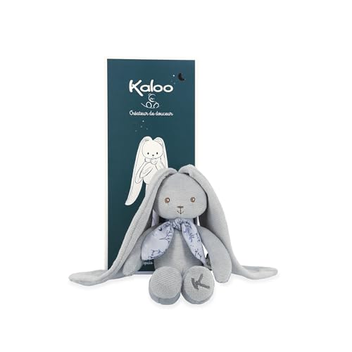 KALOO - Lapinoo - Doudou Coniglio - Peluche in Jersey e Maglia per Neonati - 25 cm - Colore Blu - Materiali Molto Morbidi - Confezione Regalo - dalla Nascita, K972202