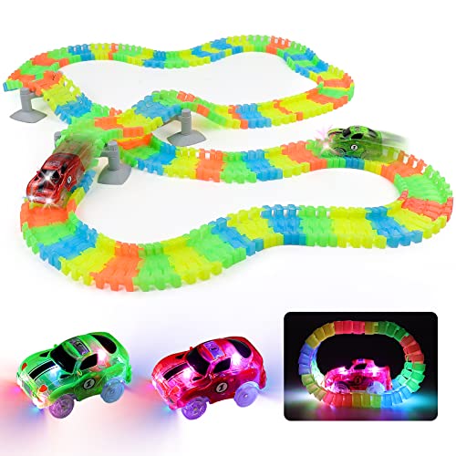 Giochi Bambini 3 Anni Pista Macchinine per Bambini - Giochi Bambino 3 Anni con 240 Pezzi Luminosa Flessibile Pista Macchinine e 2 LED Cars Macchinine Regalo Bambino Bambina 3 4 5 Anni Maschio