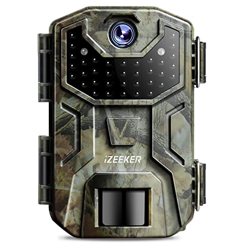 iZEEKER Fototrappola, 2K 36MP HD Fotocamera Caccia con LED a Infrarossi Invisibili 940nm, Visione Notturna Attivata dal Movimento IP66 Impermeabile per Monitoraggio Fauna Sicurezza Interna