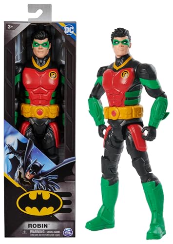 DC Comics, Action Figure Robin Armatura, Supereroe Giocattolo in Scala, Personaggio Mondo Batman Alto 30 cm, Supereroe con 11 Punti di Articolazione, Giochi per Bambini e Bambine, 3+ anni
