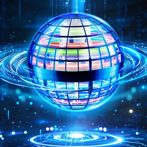 PKBOSS Palla Volante,Flying Orb Hover Ball Giocattoli con Luce RGB 360° Rotante Ball in Giocattolo Interno ed Esterno Bambini Palla Magica Regalo di 6~12 Anni（Blu）