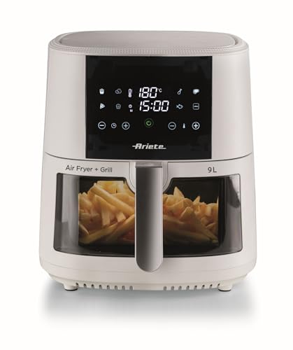 Ariete 4630 Friggitrice ad aria 9L, 1500 W, Capacità 9L, Capacità di cottura 3,5kg, 8 programmi preimpostati, Temperatura fino a 200°, Cestello trasparente per controllo cottura, Bianco