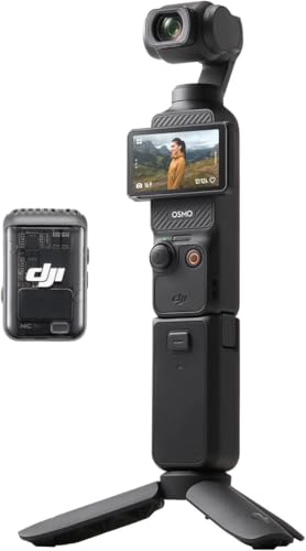 DJI Osmo Pocket 3 Creator Combo, fotocamera digitale con CMOS da 1'' e video 4K/120fps, stabilizzazione a 3 assi, tracciamento volti/oggetti, messa a fuoco rapida, microfono incluso, vlog camera