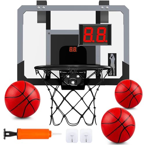 Mini Canestro Professionale da Basket Kit, con Punteggio Automatico Interno Esterno Canestro Basket Bambini, Canestro Basket da Camera per Bambini, Adatto Essere Appeso Alle Porte