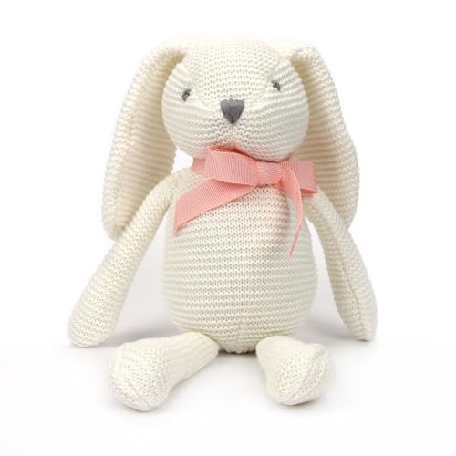 FLUFFYFUN Coniglio Peluche neonato 100% Cotone biologico 18cm Bianco