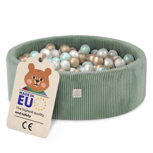 MISIOO Piscina Bambini Lavabile 90x30cm - Piscina con Palline per Bambini - Gioco Sicuro e Divertente per Interno - Facile da Pulire e Perfetto per Ore di Divertimento in Famiglia!