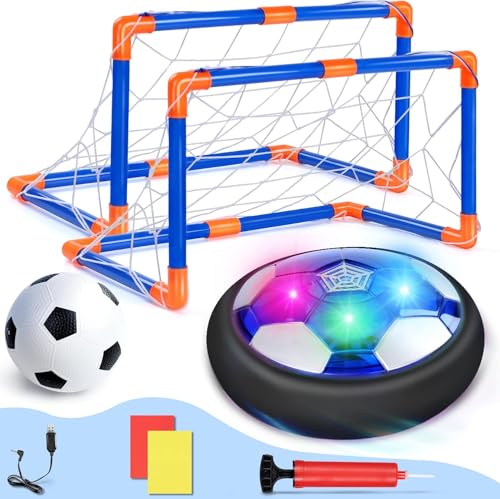 lenbest Kit Giochi Calcio - LED Pallone Fluttuante | Porta Calcio | Fischietto - Giocattoli Regalo Bambini 3 4 5 6 7 8 9 10 Anni Maschio