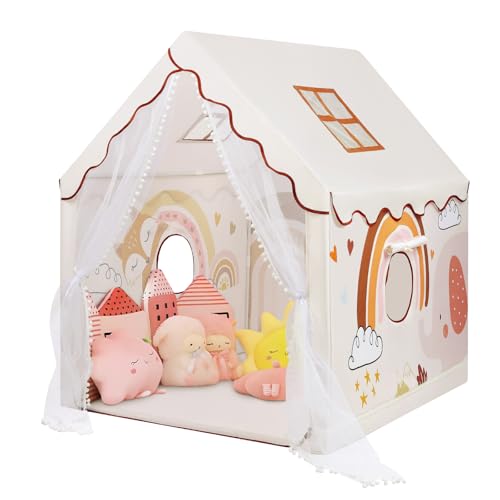 Tenda da Gioco per Bambini, Casetta dei Giochi per Interni ed Esterni, Grande Capanna per Ragazzi e Ragazze con Finestra e Borsa, Tenda per Bambini Regalo di Compleanno 120×100×130 cm, Animali Boemi