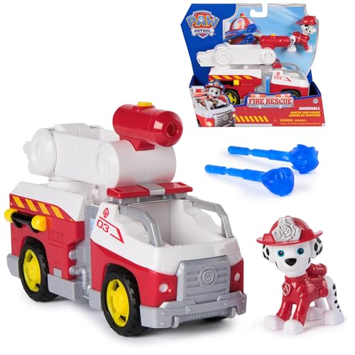 Paw Patrol Fire Rescue: Camion dei Pompieri di Marshall con Action Figure, lanciamissili e Camion Giocattolo, Giocattoli per Bambini e Bambine dai 3 Anni in su