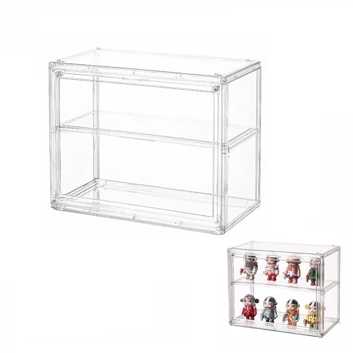 Vetrinetta Espositiva Vetrina Acrilico con Porta per Vetrina Espositiva Collezionismo, Teca Plexiglass, Figure,Scaletta 1 Gradini, Hanno Bisogno di Auto Assemblaggio, Antipolvere(27×22×13cm)
