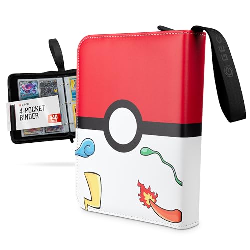 Album da collezione per carte collezionabili - Album di carte da collezione con cerniera - Raccoglitore a 4 tasche - 55 pagine per 440 carte - Poke Ball-Design - Rosso