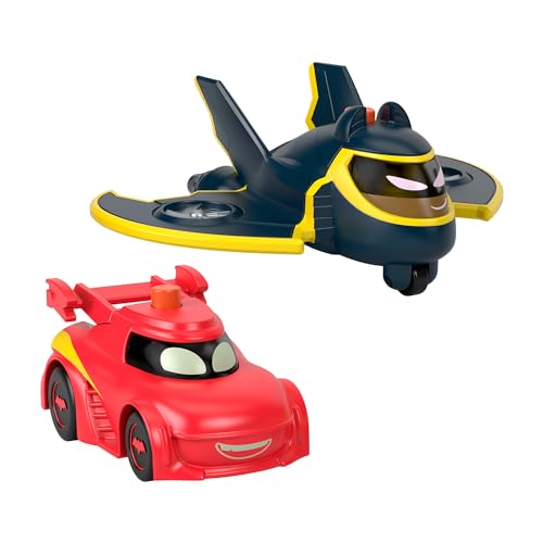 Fisher-Price DC Batwheels - Set da 2 macchinine luminose in scala 1:55, include Redbird e Batwing, veicoli a pile con effetti luminosi, giocattolo per bambini, 3+ anni, HML26