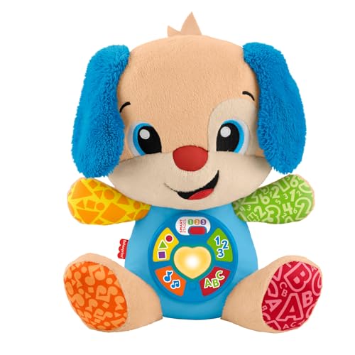 Fisher-Price giocattolo per l'apprendimento per neonati. Ridi e Impara peluche musicale Cagnolino Smart Stages; per bambini +6 mesi, multilingue: Olandese, inglese, francese, tedesco, italiano, JFD20