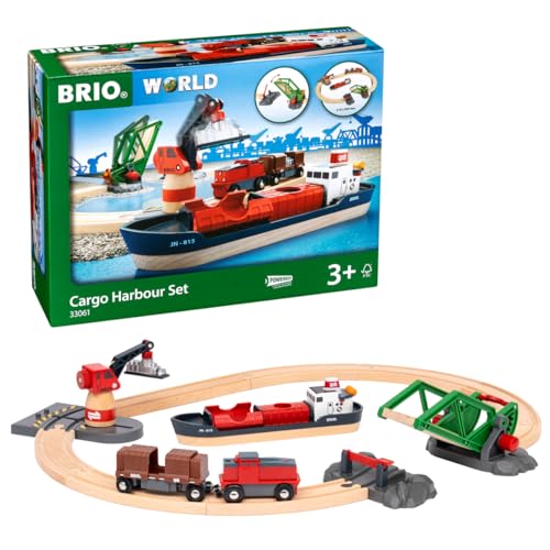 Brio World - Set Servizio Ferroviario Portuale | Pista In Legno Per Bambini | Treno Brio Bambini 3 Anni O Più | Idee Regalo | Regalo 3 Anni
