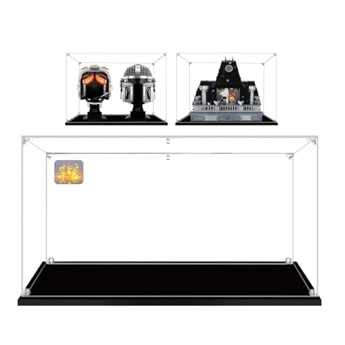 AAABOX Trasparente Teca 35x20x25cm,3mm Spessore Acrilico Vetrina per 2 Pezzi Lego Casco,Antipolvere Scatola Espositiva per Stitch 43249 e 76781 41393 75277 75276 75304 76165 76187
