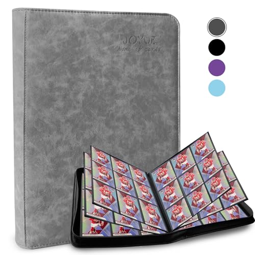 JOYUE Album Carte Raccoglitore Album Collezione Carte, Raccoglitore Carte Grande Album Carte Collezionabili 9 Tasche 30 Pagine Contenere 540 Carte, Album Porta Carte per Regalo Collezionisti (Grigio)