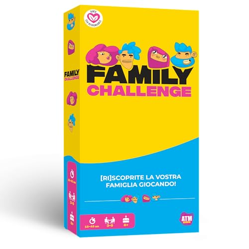 ATM Gaming Family Challenge - Giochi di Società per famiglie - Domande divertenti e sfide per bambini e adulti - Gioco da tavolo - Gioco di Carte 8+ Anni - Italiano