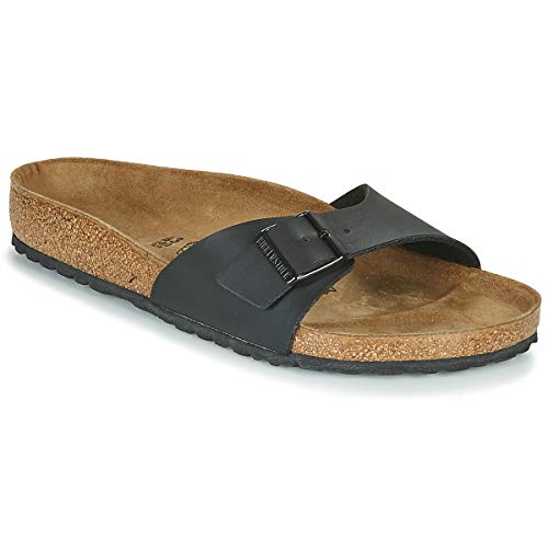 Birkenstock Classic Madrid Birko-Flor, Sandali Unisex - Adulto, Nero, 43 EU (Stretta)