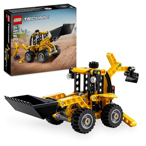 LEGO Technic Scavatrice a Cucchiaia Rovescia, Giochi con Costruzioni per Bambini e Bambine da 7 Anni, Giocattolo Educativo con Escavatore Posteriore, Pala e Stabilizzatori, Veicolo da Cantiere 42197