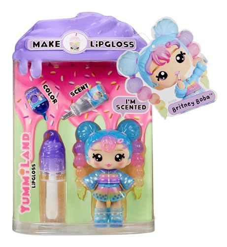 Yummiland Lip Gloss Doll - Britney Boba - Include Kit di Lucidalabbra Fai-da-te, Adatto per bambini Età 4+