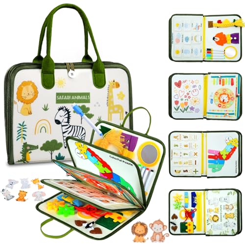 Almaxi Giochi Montessori Busy Board per Bambini 1 2 Anni, Giocattoli Sensoriali Educativo Giochi da Viaggio Libri Montessori, Regalo di Natale Compleanno per Bambini Bimba Bimbo1 2 3 4 5 Anni