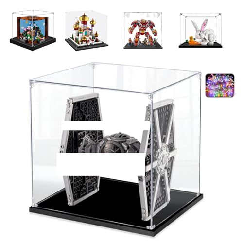 AAABOX 20x20x20cm Teca 3mm Spessore Acrilico Vetrina per Lego Creative Workbench 21265 Imperial TIE Fighter 75300 76247 31133 40613,Trasparente Antipolvere Scatola Espositiva per Figure