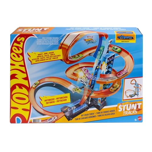 Hot Wheels - Torre Scontri Estremi, Pista Alta 83cm con Booster Motorizzato e Macchinina, Giocattolo per Bambini 5+ Anni, GWT39, Imballaggio Sostenibile