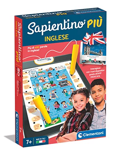 Clementoni Sapientino più - Inglese, Gioco Educativo con Penne Parlanti Bambini 7+ Anni, Dizionario con più di 480 Parole, 800 Frasi in Lingua e App Dedicata, Made in Italy, Lingua Italiana, 16729