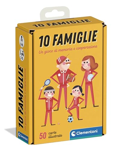 Clementoni - 10 Famiglie, Mazzo di 50 Carte Illustrate con 10 Famiglie da Riunire, Gioco Memory per Bambini 5+ Anni e Tutta la Famiglia, 2-10 Giocatori, Made in Italy, Lingua Italiana, 16172