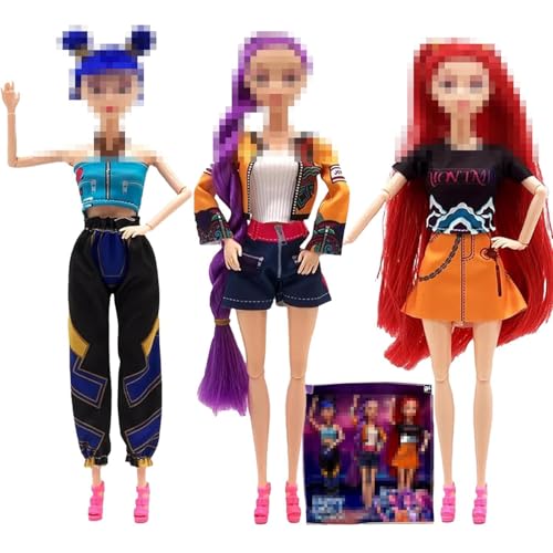 May Huang Kpop De-mon Hun-ters Figurine, 3 Pcs Demon Hunters Figure con Accessori per Costumi da Bambola, Huntrix Bambole Miglior Regalo per Bambini e Fan