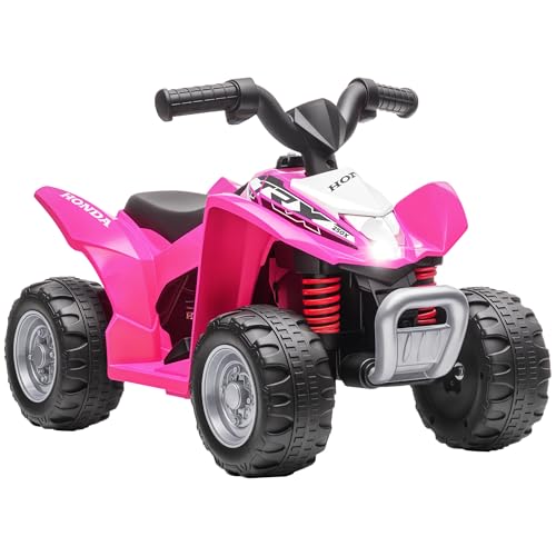 AIYAPLAY HONDA Quad Elettrico per Bambini 18-36 Mesi, Mini Quad per Bambini con Luci LED, Clacson e Pedali, Velocità max 2.8 km/h, 65.5x38.5x43.5 cm, Rosa