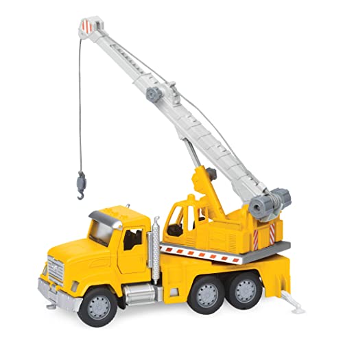DRIVEN by Battat - Camion Micro Crane giallo - Camion gru giocattolo con luci, suoni e parti mobili per bambini dai 3 anni+