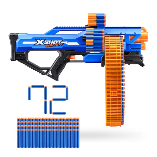 X-Shot Insanity Mad Mega Barrel da ZURU con 138 Darts, Freccette con tecnologia Air Pocket e custodia per freccette