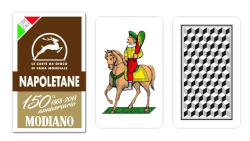 Modiano Napoletane Marrone 150° Anniversario – Carte da Gioco regionali napoletane in cartoncino Duplex Rinforzato 410 gmq – Scopa, Briscola, Tresette – 100% Made in Italy